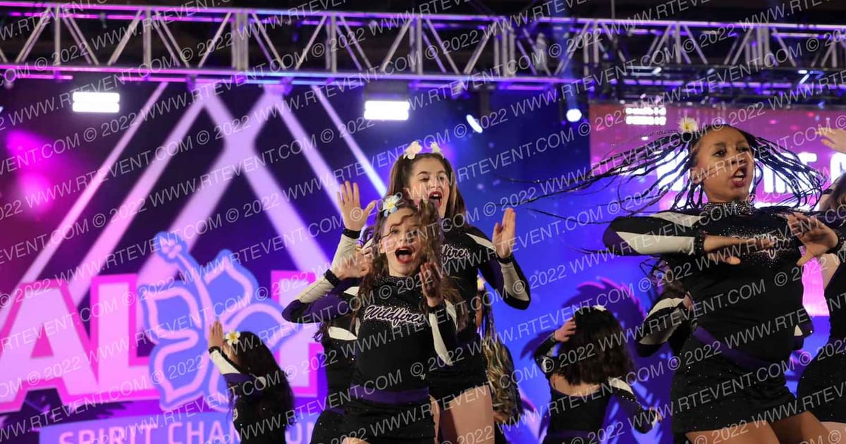 Cheer Spirit Colorado Wildfire Code Purple · Aloha Grand Nationals DIDII VII
