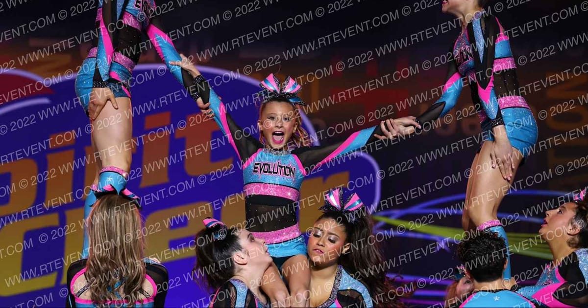 Evolution Cheer Teal Mania · Spirit Cheer Grand Nationals DIDII