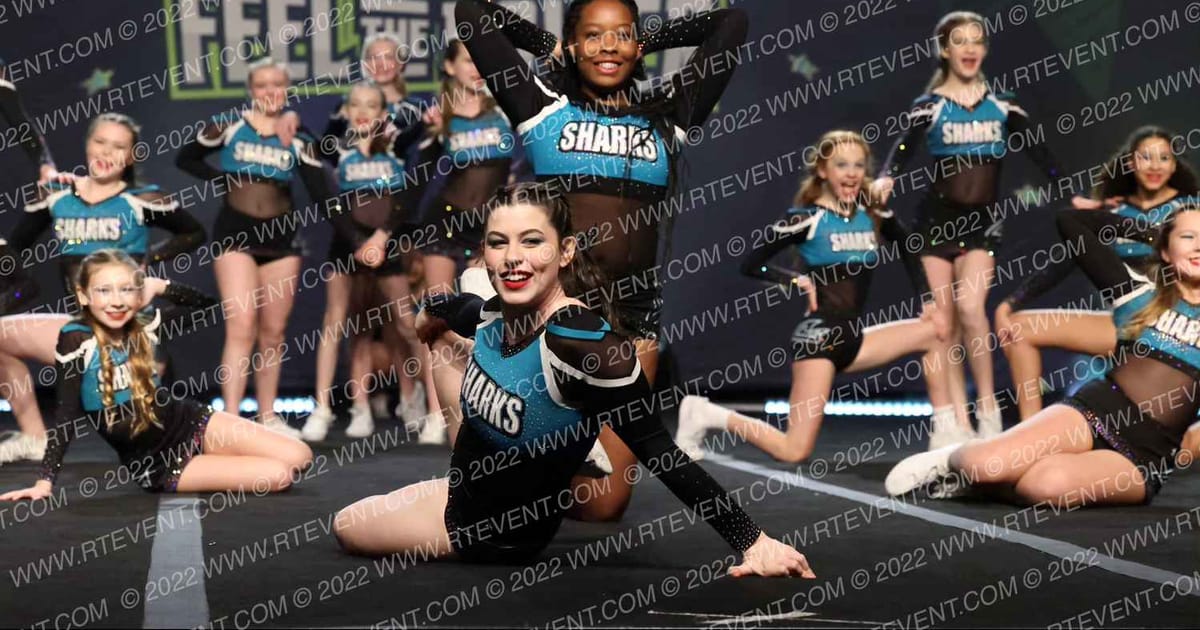 Cheer Sport Sharks - Ancaster Whitespotted · Feel The Power East FIXED