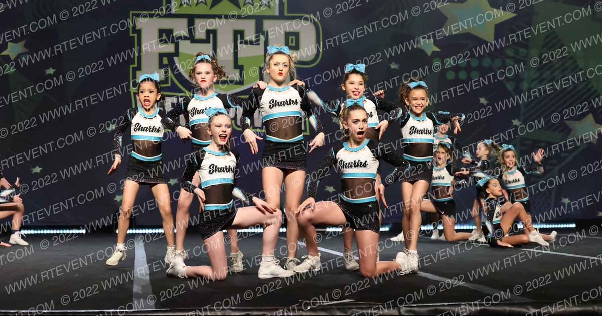 Cheer Sport Sharks - Kitchener White Cheek Sharks · Feel The Power East FIXED