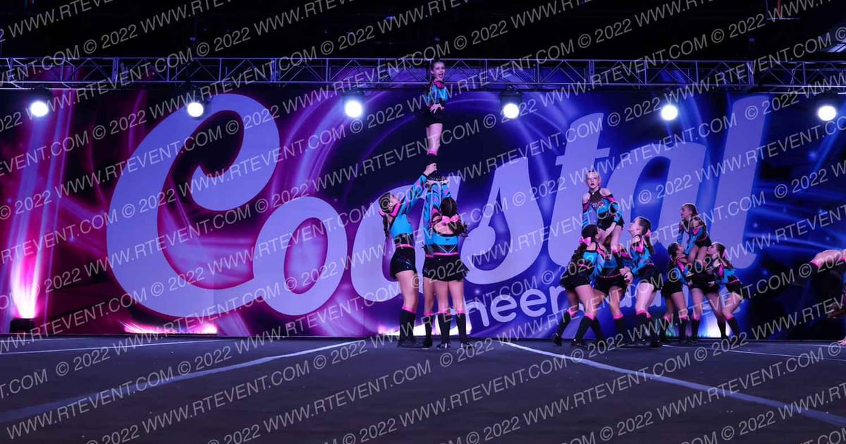 Evolution Cheer Teal Burst · Coastal at the Capitol Grand Nationals