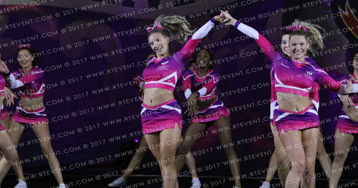 Loughborough Students Cheerleading University All Girl Level 3 · Hear of England UK University Nationals