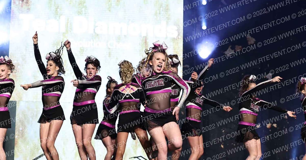 Evolution Cheer Teal Diamonds · Gold Rush Chicago