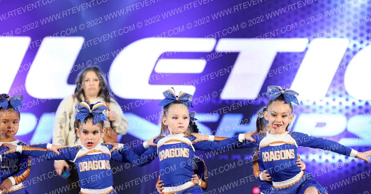 Texas Cheer Dragons Orange cuties · Athletic Championship Houston Nationals DI DII